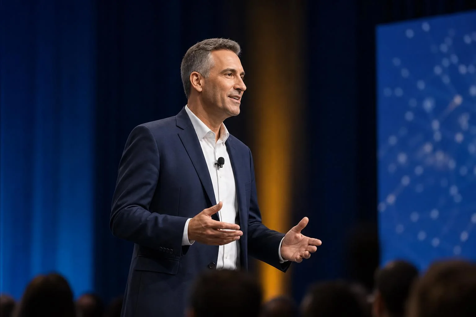 Greg Stephens speaking on a stage